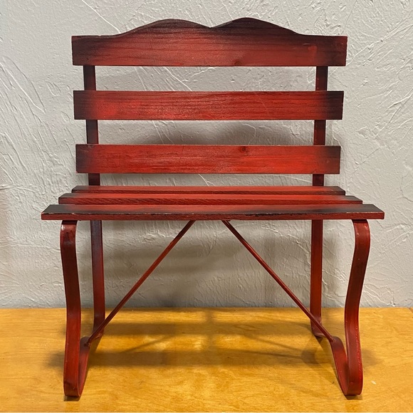 Other - Decorative Red Wooden Doll-Size Bench